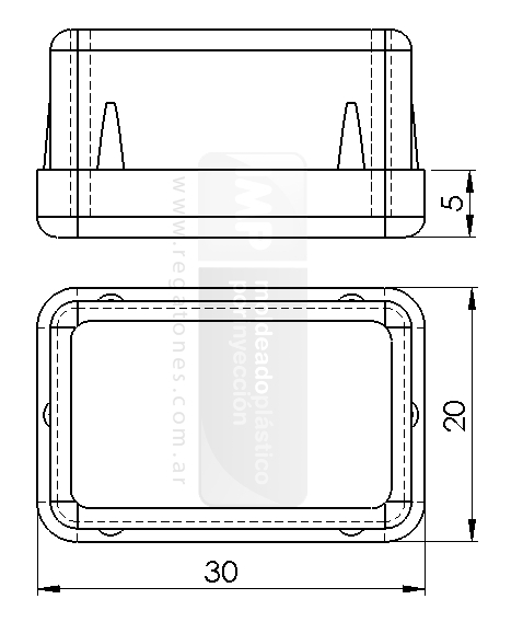 Regatón 20 x 30 rectangular negro