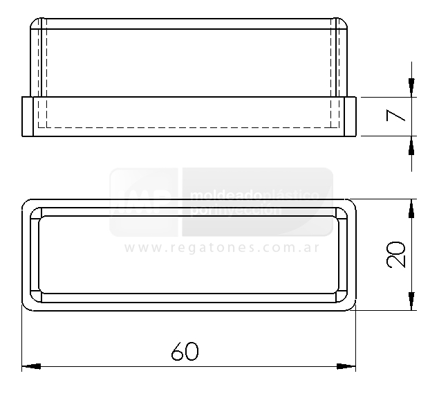 Regatón 20 x 60 rectangular negro